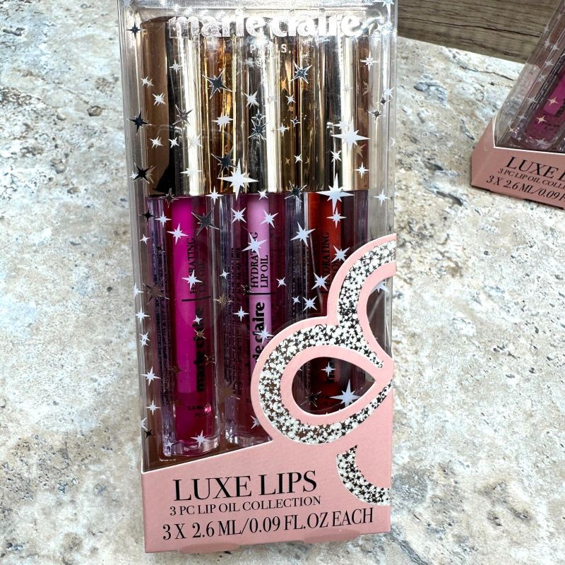 Photo 1 of Marie Claire Luxe Lips Hydrating Lip Oil Set Lot 1 Boxes 3 Total Oils 2.6 ML NIB