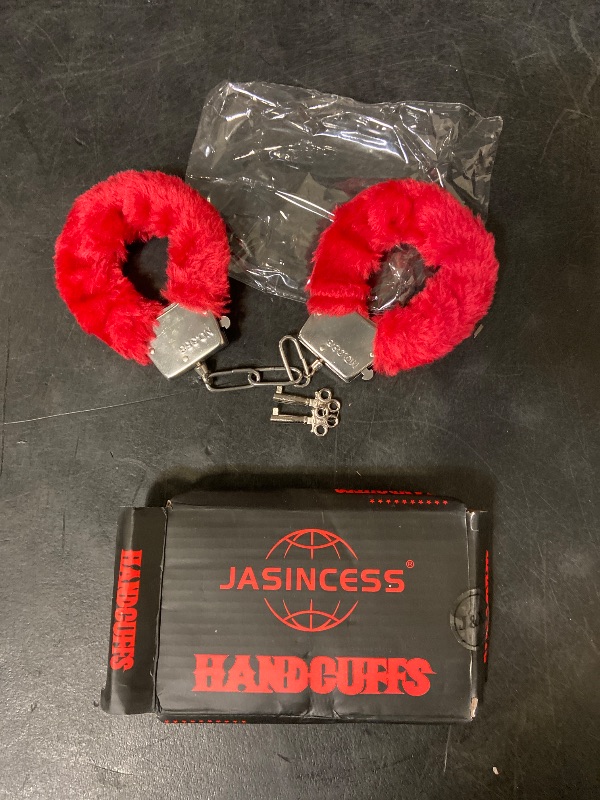 Photo 1 of Fuzzy Red Sexy Valentine's Handcuffs with Keys
