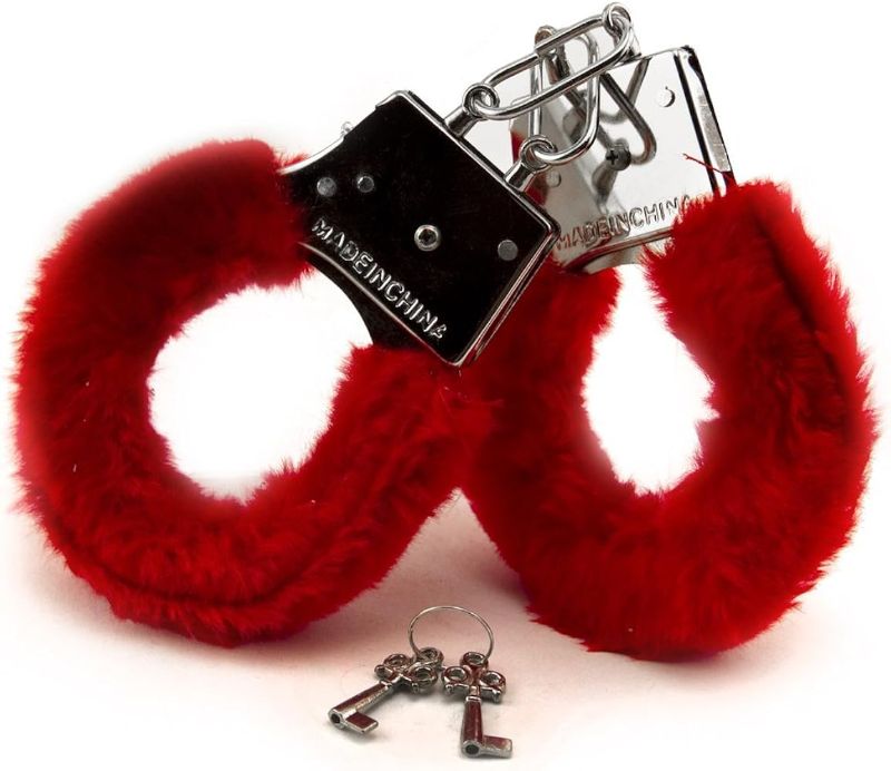 Photo 1 of Fuzzy Red Sexy Valentine's Handcuffs with Keys
