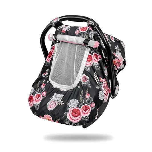 Photo 1 of Baby Car Seat Cover - Black Flowers