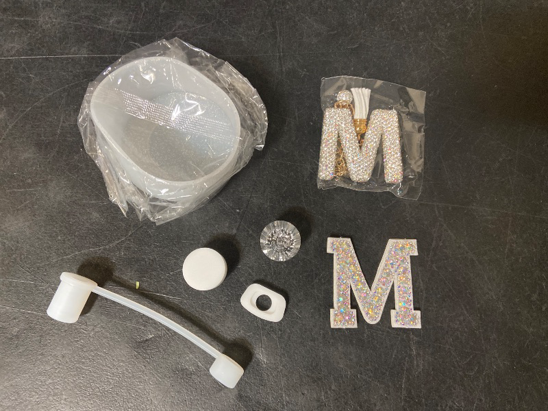 Photo 1 of 7PCS Silver Stanley Cup Accessories Set,Initials Decorations for Stanley Cup 30oz/40oz,Includes Straw Topper,Spill Proof Stopper,Handle Charm,Silicone Boot,Letter Sticker,Bow(Letter) (Silver M)
