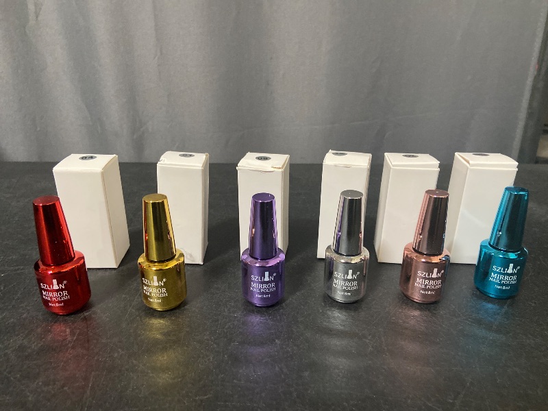 Photo 1 of 6pk Colors Mirror Nail Polish Set, Mirror Effect Long Lasting Gorgeous Glossy Manicure Nail Art Decoration, Brilliant Manicure Effect Nail Lacquers Kit-