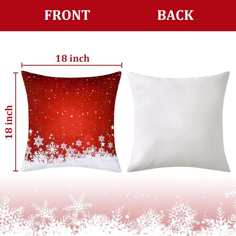 Photo 1 of CAROMIO Christmas Throw Pillow Covers 18x18, Red Velvet Throw Pillows Set of 1, Floral Snowflake Pillow Covers for Couch Home Decoration (18 x 18 Inch