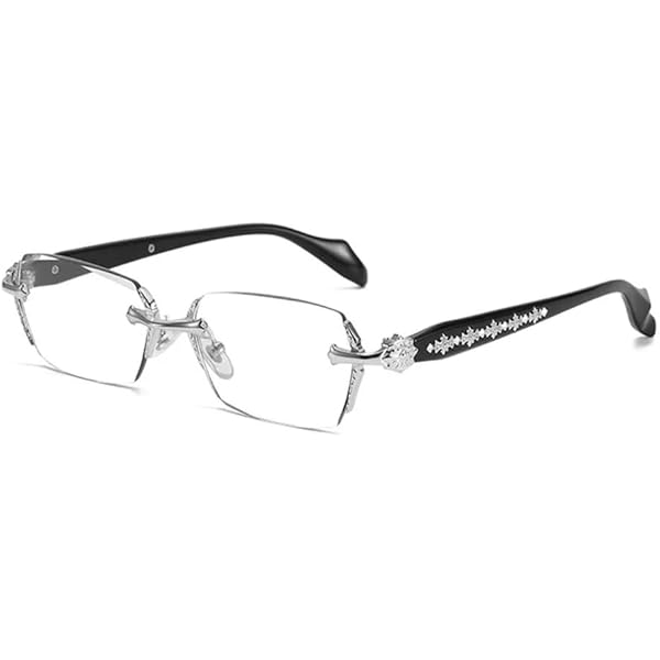 Photo 1 of Anti Blue Light Riless Reading chrome cross-rimmed glasses