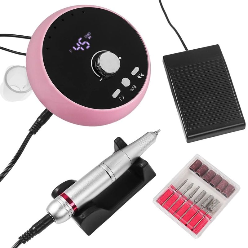 Photo 1 of Electric Nail Drill Professional Manicure Machine Brushless Motor Nails Sander Set Nail Polisher Equipment US PLUG,B, Pink
