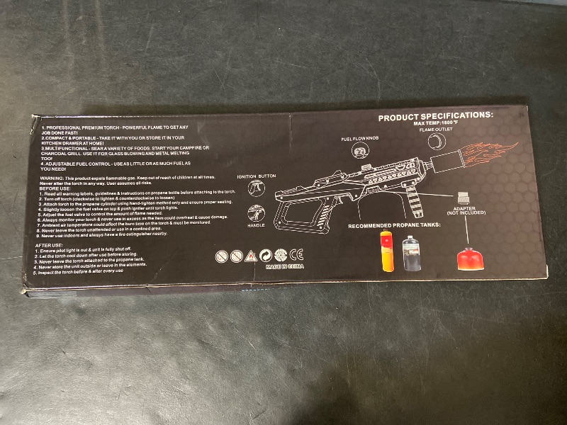 Photo 1 of Powerful Adjustable Propane Torch Gun for BBQ Camping Charcoal Lighting Fire Starting 800,000BTU Flamethrower