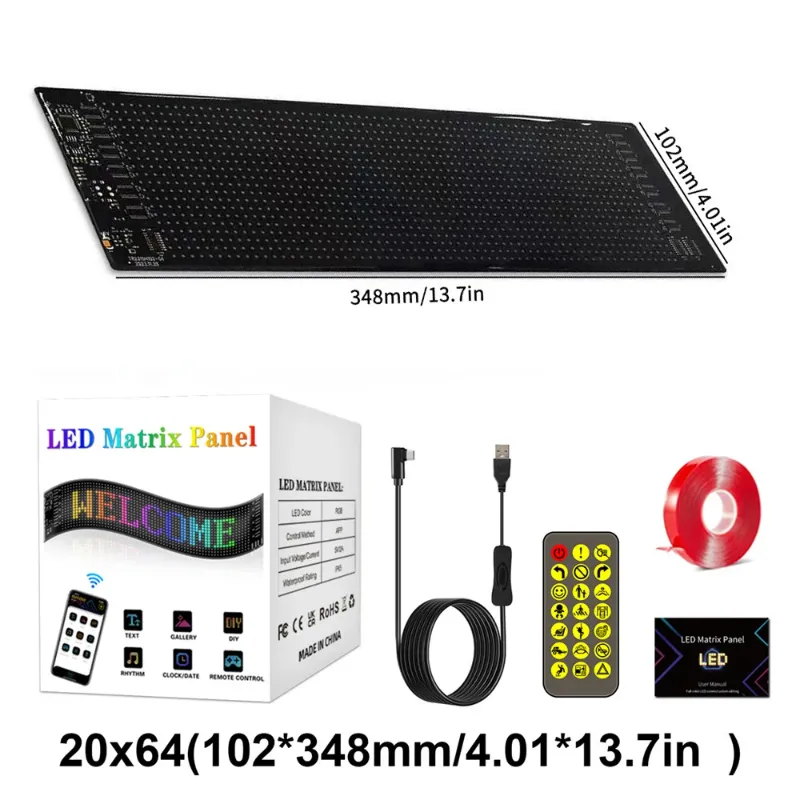 Photo 1 of Car Light Devil Eyes Programmable Flexible LED Display Dynamic Colorful Eye Lamp for Automotive Change the Screen to Anything you want (1 Pack,B 34.8 * 10.2cm)
