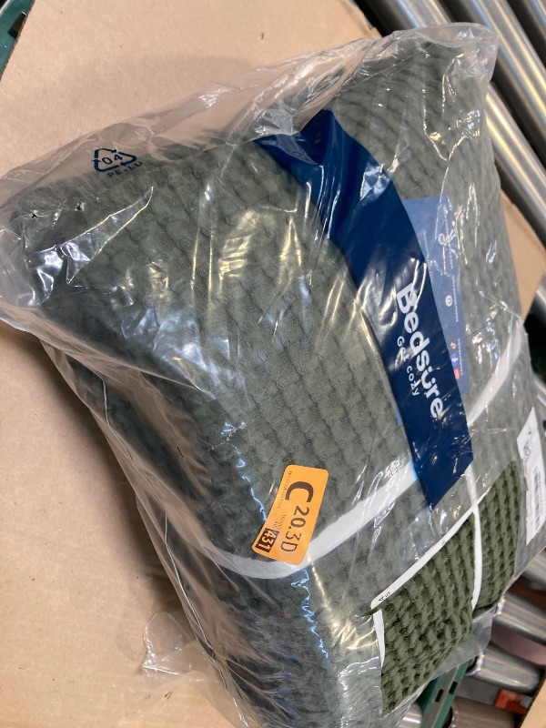 Photo 1 of Bedsure Waffle Duvet Cover Queen - Moisture-Wicking Cotton Blend Rayon Derived from Bamboo Duvet Cover Set for Hot Sleepers, Cooling Bedding Set with a Vintage Charm, 3 Pieces (Olive Green, 90"x90")