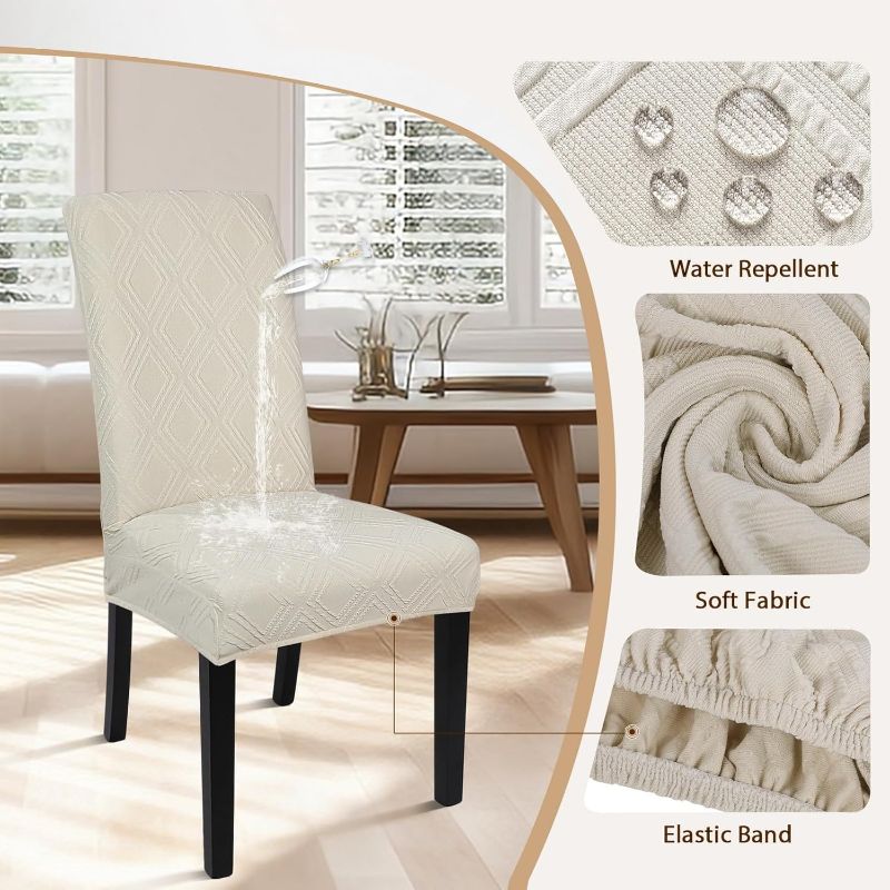 Photo 1 of SearchI Waterproof Dining Room Chair Covers Set of 2, Stretch Parsons Chair Slipcovers Removable Washable Kitchen Chair Protector Cover for Dining Room, Hotel, Banquet 