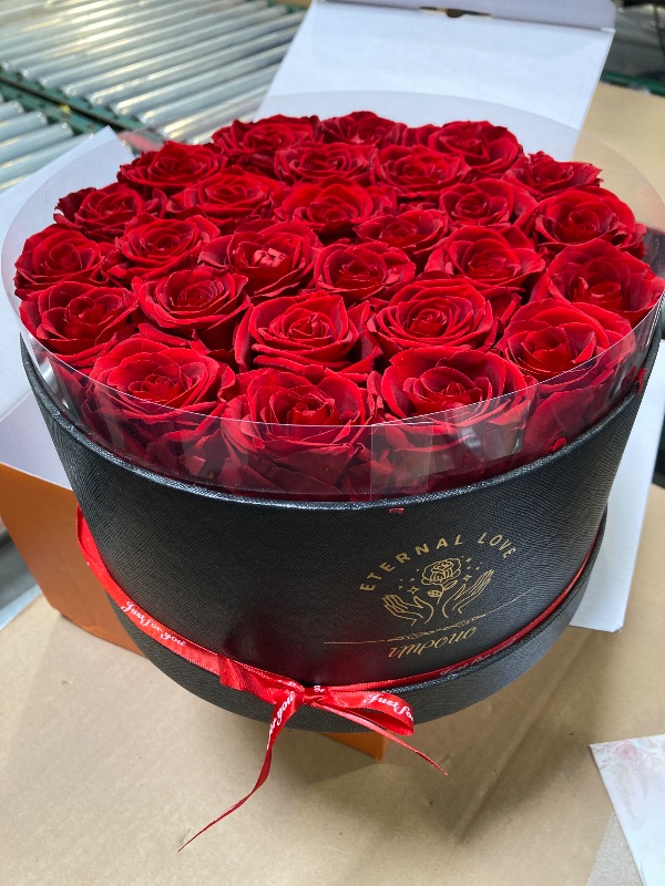 Photo 1 of Impouo Forever Flowers, 27 Roses in A Box, Real Preserved Roses, Birthday Gift for Women, Mother's Day, Anniversary, Red Rose