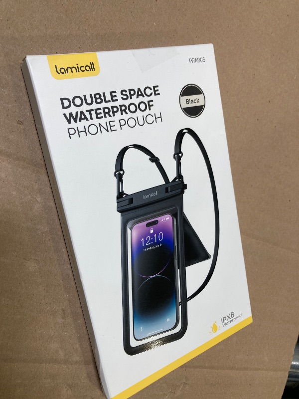 Photo 1 of Lamicall Waterproof Phone Pouch Case - [Double Space] IPX8 Water Proof Cell Phone Dry Bag with Lanyard, Beach Cruise Ship Essentials for iPhone 16 15 14 13 Pro Max, Galaxy S25 S24, 4-7.5" Black