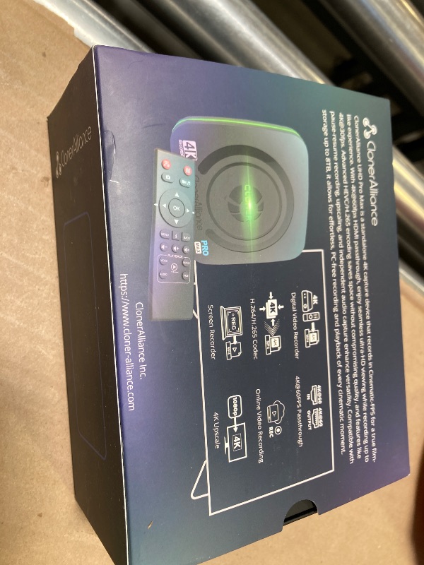 Photo 1 of ClonerAlliance UHD Pro Max, Cinematic-FPS 4K@24fps (Max 30) Video Recorder with H.265/H.264 Codec, 4K@60fps Passthrough HDMI Capture DVR.