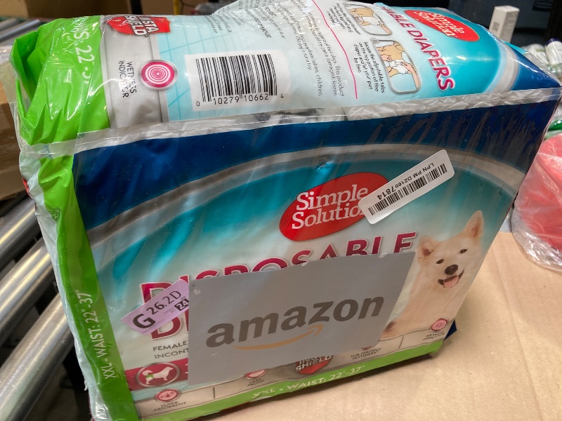 Photo 1 of Simple Solution Dog Diapers Female, Dog Diapers, Potty Training, Super Absorbent, Breathable, Wetness Indicator for Urination, 22-37 Inch Waist, (XXL, 30ct)