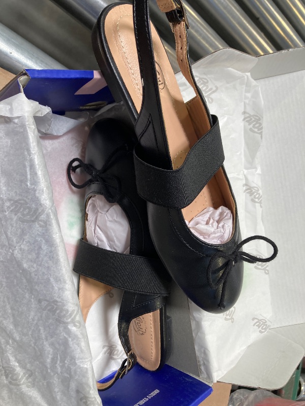 Photo 1 of Trary Black Flats Mary Jane Shoes Women Slingback Ballet Flats Bow Flats Size 7