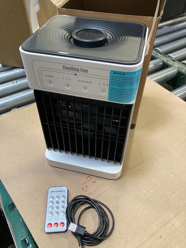 Photo 1 of Portable Air Conditioners for Bedroom, Dual Motor Evaporative Air Cooler with 3 Speeds & 3 Mist, 7 Color Night Light Cooling Fan with 2-8H Timer, 1100ML Personal AC Unit for Office Room