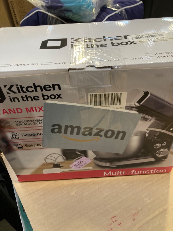 Photo 1 of Kitchen in the box Stand Mixer,3.2Qt Small Electric Food Mixer,6 Speeds Portable Lightweight Kitchen Mixer for Daily Use with Egg Whisk,Dough Hook,Flat Beater (Black)