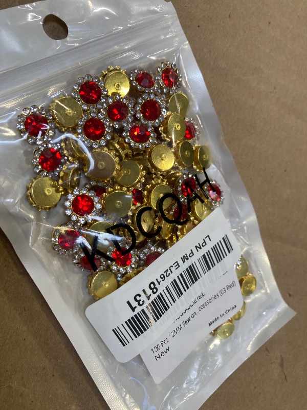 Photo 1 of 100 Pcs 12MM Sew on Rhinestones Crystals Glass Metal Base Sewing Flower Claw Rhinestones for Clothes Shoes Earring Belt Crafts Sewing Accessories (03 Red)