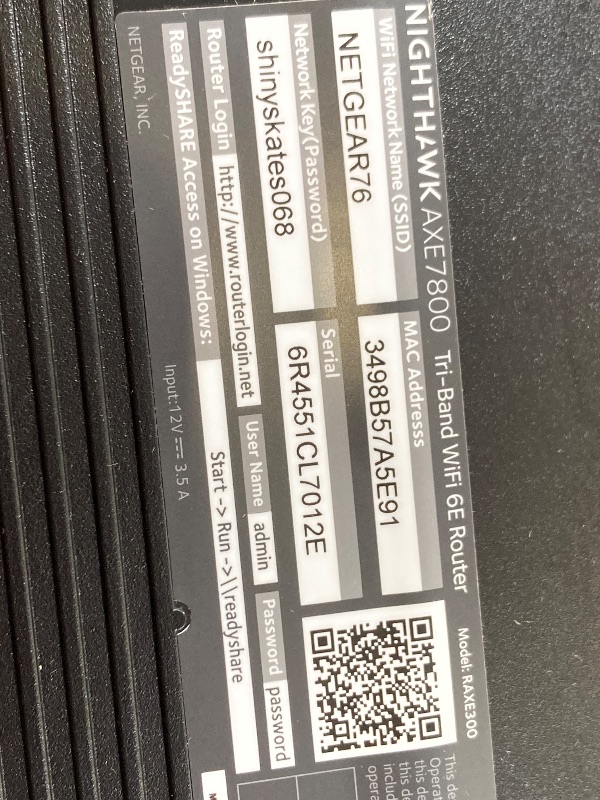 Photo 1 of NETGEAR Nighthawk WiFi 6E Router (RAXE300) | AXE7800 Tri-Band Wireless Gigabit Speed (Up to 7.8Gbps) | New 6GHz Band | 8-Streams Cover up to 2,500 sq. ft, 40 Devices (Renewed)