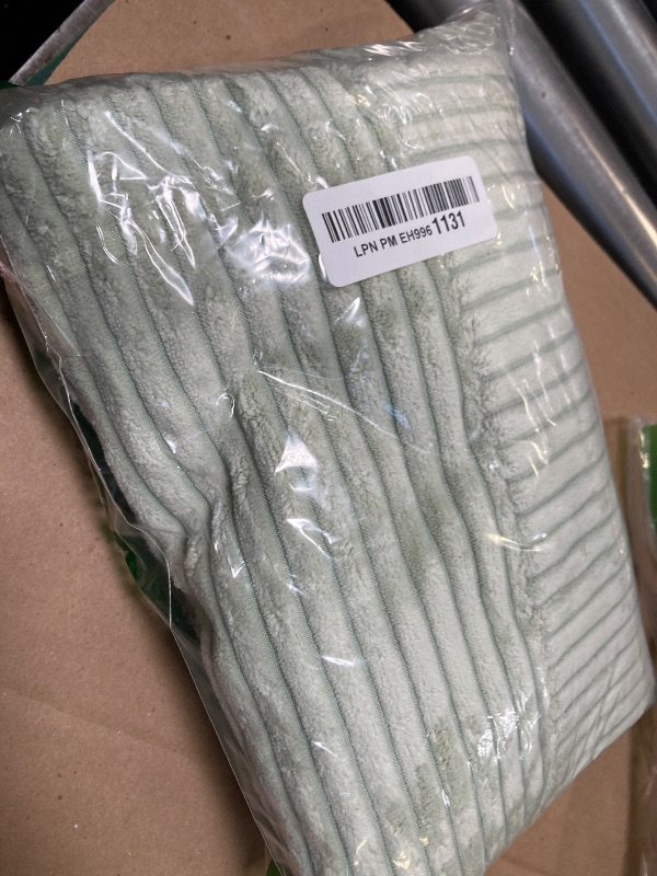 Photo 1 of MIULEE Light Green Corduroy Pillow Covers 20x20 Inch with Splicing Set of 2 Super Soft Boho Striped Pillow Covers Broadside Decorative Spring Textured Throw Pillows for Couch Cushion Bed Livingroom