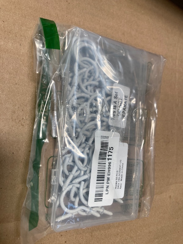 Photo 1 of RELBRO Screw Hooks, 1-1/4 Inch Metal Screw in Cup Hooks, White, 50 Pcs