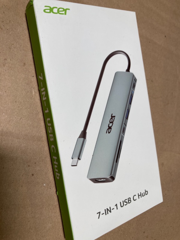 Photo 1 of Acer USB C Hub, 7 in 1 USB C to HDMI Splitter, 2 USBA 3.1 GEN1 and 5Gbps Type-C Data Port, Type C Adapter with 4K HDMI Port, PD 100W Charging, SD Card Reader, for Laptop, PC, Desktop and More