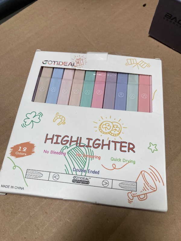 Photo 1 of GOTIDEAL Aesthetic Cute Pastel Highlighters set, Dual tip 12 Pack No Bleed Bible Highlighters for office, School study accessory supplies
