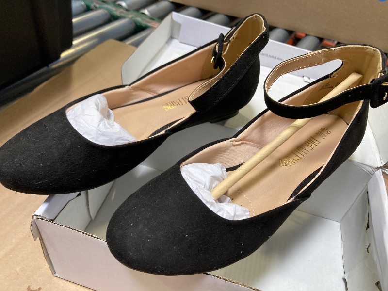 Photo 1 of DREAM PAIRS Women's Dress Flats Ballet Low Wedge Round Toe Ankle Strap Comfortable Casual Flats Shoes,Size 5.5,Black/Suede,REVONA
