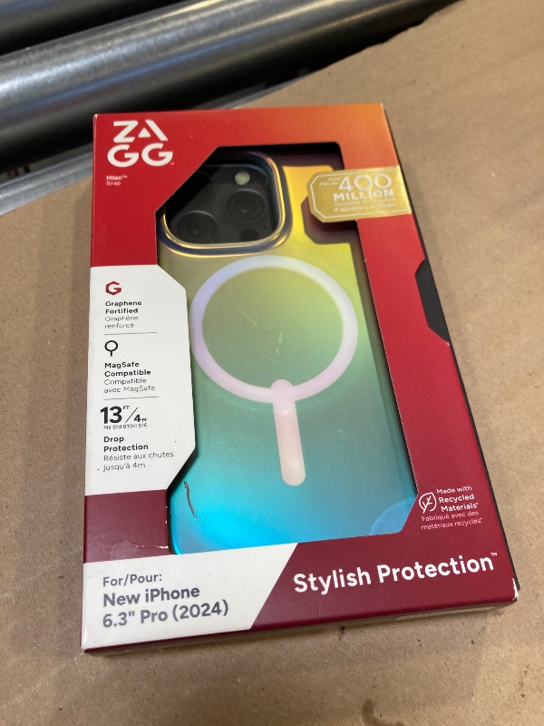 Photo 1 of ZAGG Milan Snap Case for iPhone 16 Pro - Color Changing Finish, MagSafe & Wireless Charging Compatible, 13ft Drop Protection, Graphene Reinforced, Eco-Friendly, Matte Iridescent