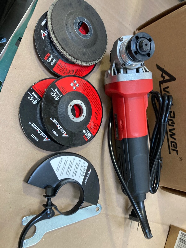 Photo 1 of AVID POWER Angle Grinder, 7.5-Amp 4-1/2 inch Electric Grinder Power Tools with Grinding and Cutting Wheels, Flap Disc and Auxiliary Handle for Cutting, Grinding, Polishing and Rust Removal - Red