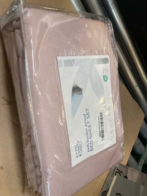 Photo 1 of Hotel Sheets Direct 4 Piece Bed Sheet Set King Size, 100% Viscose Derived from Bamboo Sheets Set with 2 Pillowcases, Cooling & Breathable Luxury Bedding, Moisture-Wicking & Silky Soft, Light Pink