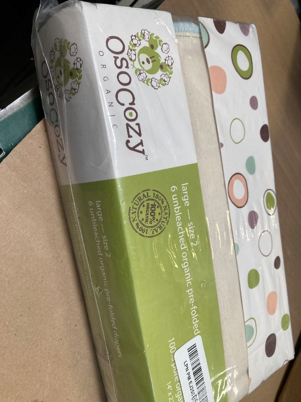 Photo 1 of OsoCozy Organic Cotton Prefold Cloth Diapers Traditional Fit Large 4x8x4 Layering (6pk) - Super-Soft, Thick, Absorbent, Durable and Ecologically Friendlier. Unbleached Natural Color, Fits 15-30 Lbs.