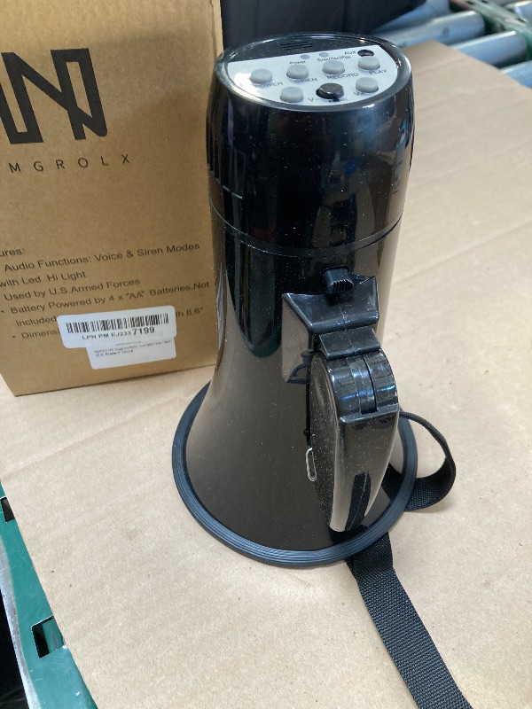 Photo 1 of MGROLX 20W Megaphone Bullhorn Speaker with LED, | Loud Spekaer with Siren, Recording and 3.5mm Aux Interface | Mega Phone Design for Outdoors and Safety Drills?Black?