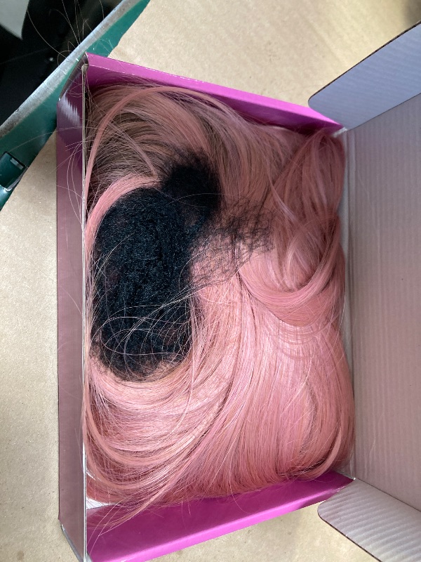 Photo 1 of Esmee Long Straight Ombre Pink hair Bangs Layered wig for Women Breathable Comfortable Natural Realistic Women Party Wigs Use-24 Inches