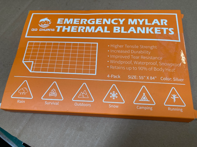 Photo 1 of QIO CHUANG Emergency Mylar Thermal Blankets -Space Blanket Survival kit Camping Blanket  Perfect for Outdoors, Hiking, Survival, Bug Out Bag ?Marathons or First Aid 1
