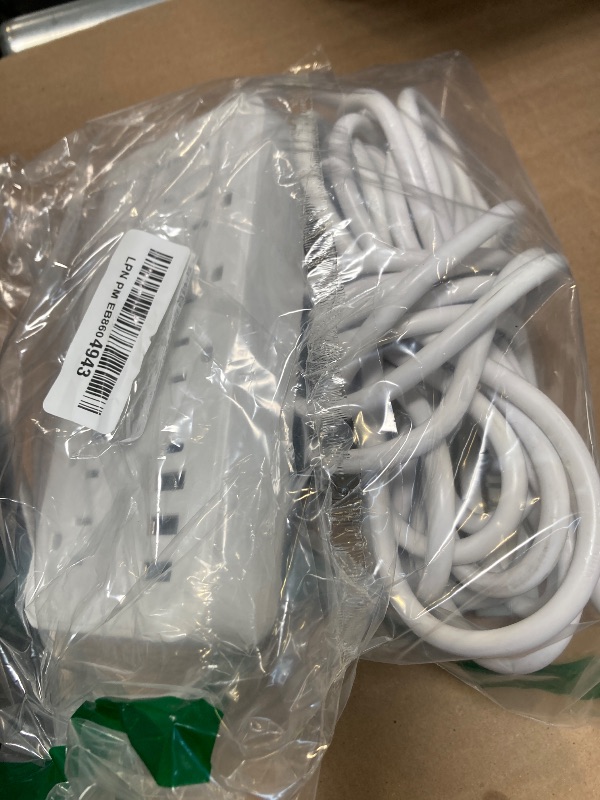 Photo 1 of 20FT Surge Protector Power Strip Extension Cord with USB C, Asamoom Flat Plug Power Strip with Long Cord, 8 Outlets and 3 USB-A & 1 USB-C Port,1700J for Wall Mount Desk White