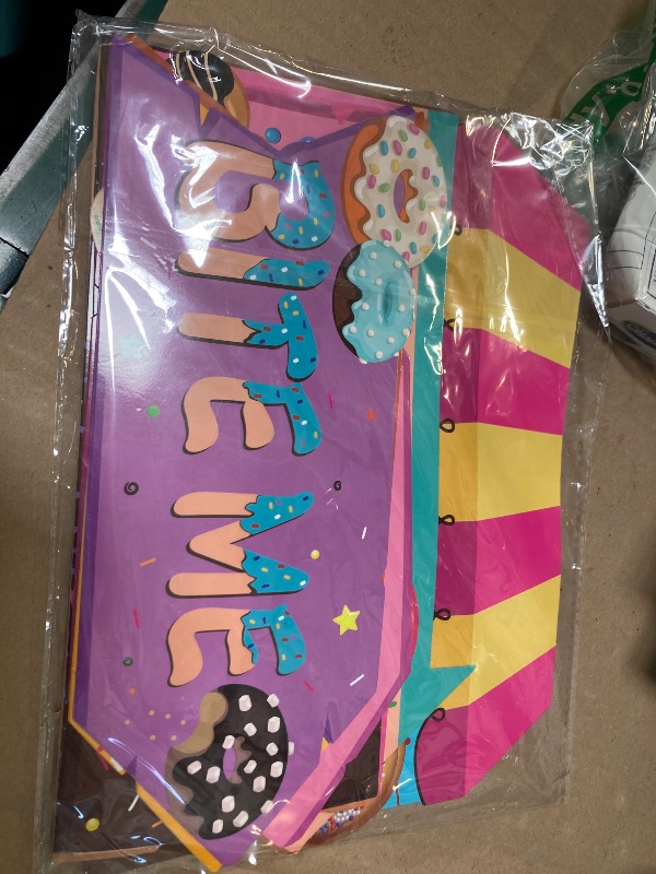 Photo 1 of Jetec 20 Pieces Donut Party Directional Signs Donut Welcome Sign Outdoor Yard Sign Lawn Decoration for Party Decoration Supplies