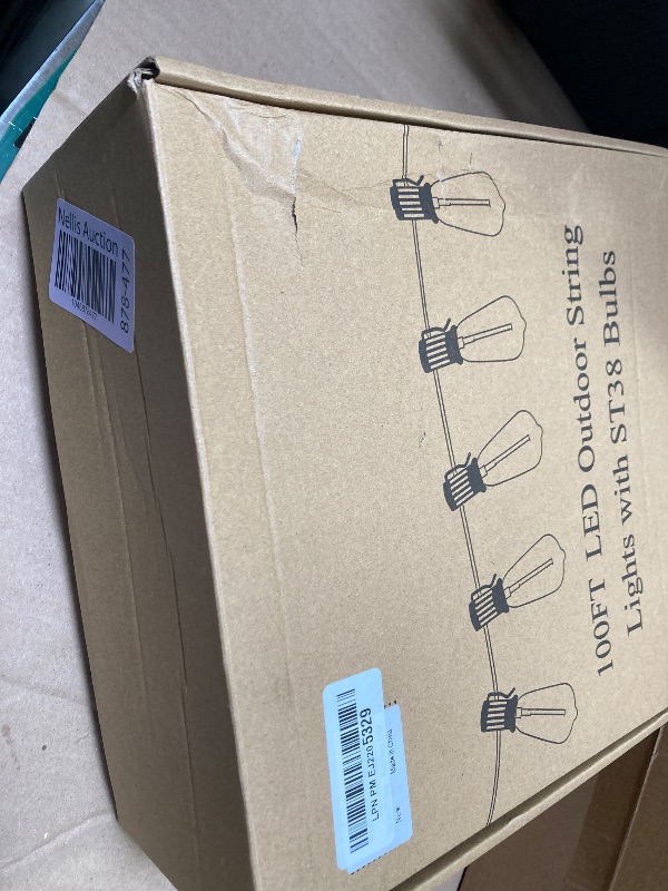 Photo 1 of Brightever LED Outdoor String Lights 100FT Patio Lights with 52 Shatterproof ST38 Vintage Edison Bulbs, Outside Hanging Light Waterproof for Porch, Deck, Garden, Backyard, Balcony, Dimmable 2700K