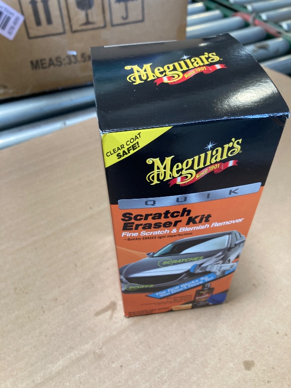 Photo 1 of Meguiar's Quik Scratch Eraser Kit, Car Scratch Remover for Repairing Surface Blemishes, Car Care Kit with ScratchX, Drill-Mounted Pad, and Microfiber Towel, 4 Count