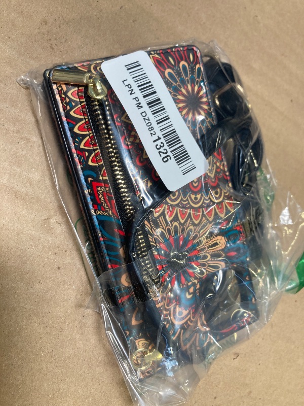 Photo 1 of HOGGU Compatible for iPhone 11 Case Wallet with Card Holder [RFID Blocking], Crossbody Strap, Magnetic Closure Flip Floral Leather Protective Cover Case for Women-Mandala