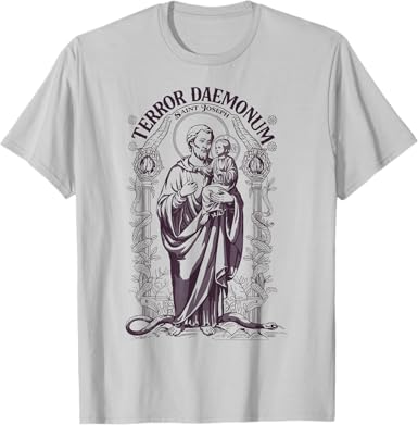 Photo 1 of XL---Saint Joseph Catholic Latin Language Prayer T-Shirt