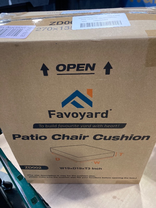 Photo 1 of Favoyard Patio Chair Cushions 19 x 19 x 3 Inch Waterproof Outdoor Seat Cushions for Patio Furniture 3-Year Color Fastness Garden Sofa Couch Chair Pads with Handle & Adjustable Straps Set of 2, Beige