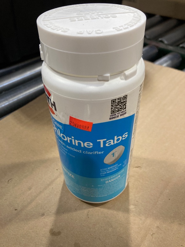 Photo 1 of HTH 42049 Pool Care 1" Chlorine Tabs, Swimming Pool Sanitizer with Added Clarifier - Eliminates Bacteria & Algae, Makes Water Clean & Crystal Clear, Sanitizes & Protects - Slow Dissolving, 1.5 lbs