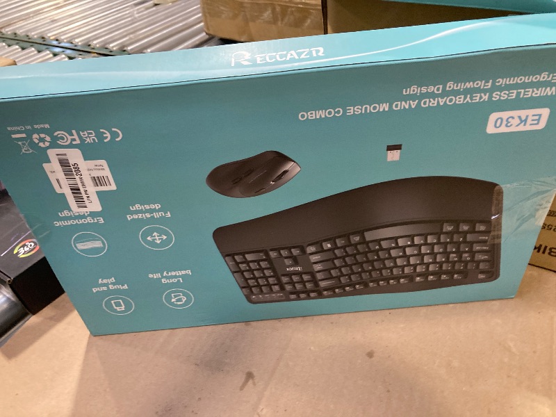 Photo 1 of Wireless Keyboard and Mouse Combo,2.4G Full Size Wave Keys Ergonomic Keyboard with Wrist Rest for Natural Typing, 3 DPI Adjustable Ergonomic Silent Mouse for Computer/Laptop/Windows/Mac (Black)