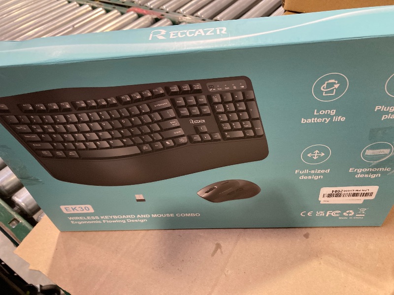 Photo 1 of Wireless Keyboard and Mouse Combo,2.4G Full Size Wave Keys Ergonomic Keyboard with Wrist Rest for Natural Typing, 3 DPI Adjustable Ergonomic Silent Mouse for Computer/Laptop/Windows/Mac (Black)