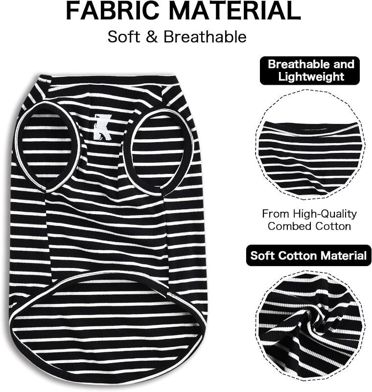 Photo 1 of Koneseve Dog Shirt Vest Lightweight Stretchy Dog T-Shirts Soft Cool Sleeveless Stripe Vests Breathable Clothes for Puppy Kitty Cats  2 Pack   [L/Large]