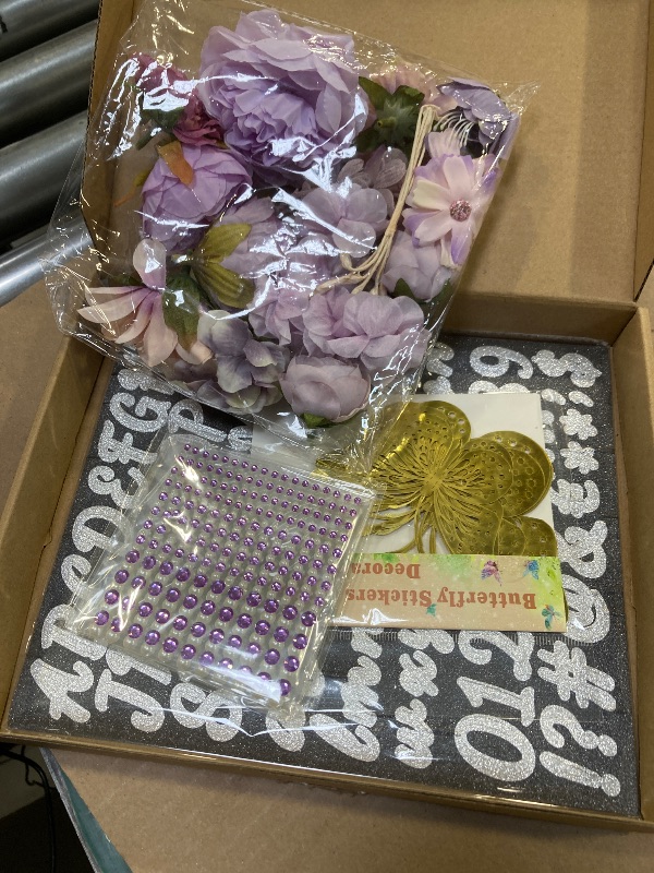 Photo 1 of Hoteam Graduation Cap Decorations Kits Included Faux Flowers 3D Butterfly Stickers Self Adhesive Rhinestones Glitter Alphabet Letter Stickers for Grad Cap Topper DIY Craft Art Decor(Purple)
