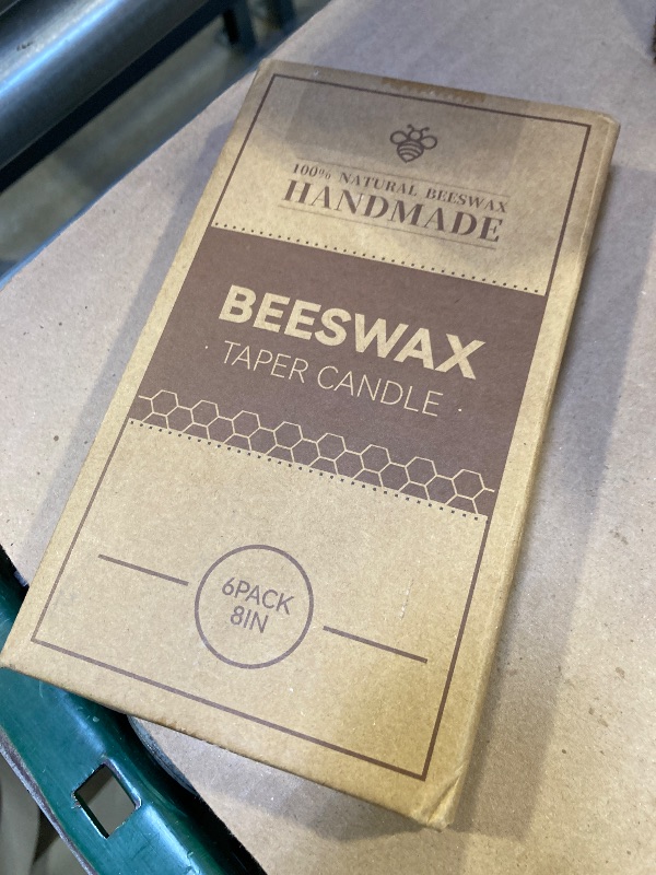 Photo 1 of 6 Pack Beeswax Taper Candles 8in Smokeless White Natural Beeswax Candles 8 Hours Burning 100% Pure Bees Wax Dripless Candlesticks for Home
