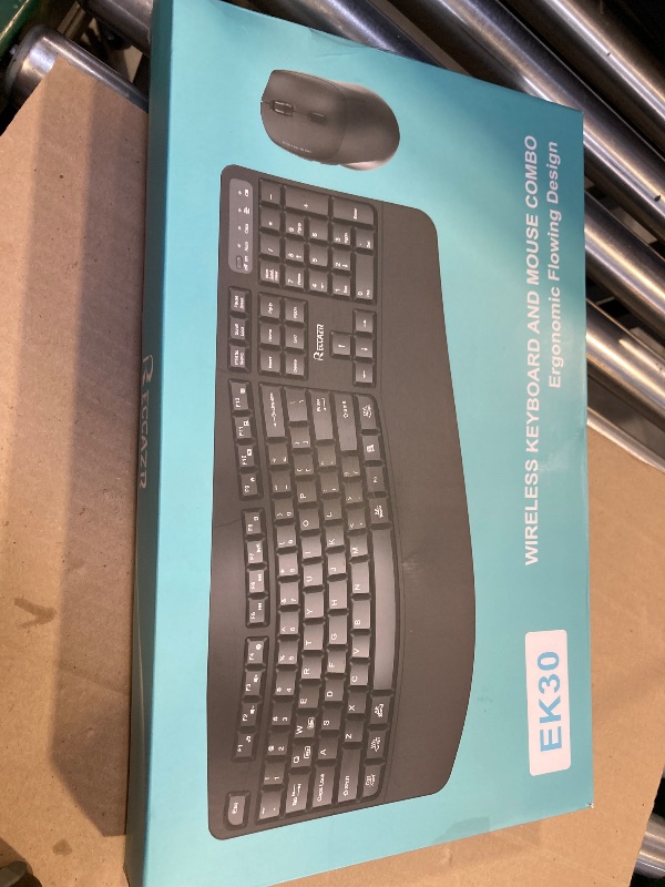 Photo 1 of Wireless Keyboard and Mouse Combo,2.4G Full Size Wave Keys Ergonomic Keyboard with Wrist Rest for Natural Typing, 3 DPI Adjustable Ergonomic Silent Mouse for Computer/Laptop/Windows/Mac (Black)