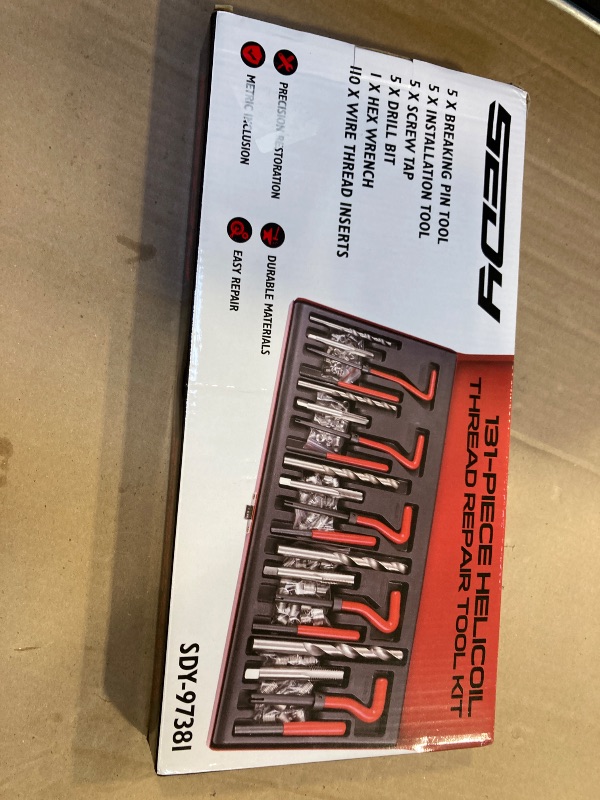 Photo 1 of Metric Helicoil Thread Repair Kit: 131-Piece Heli Coil HSS Drills Inserts Taps & Tools M5 M6 M8 M10 M12 Automotive Engine Spark Plug Cylinder Insertion Rethreading Tools Universal Rethread Restorer