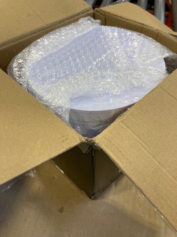 Photo 1 of Hioasis 100pcs White Plastic Plates & White Disposable Plates & 7.5 inch White Dessert Plates & White Appetizer Plates & Classy and Elegant Perfect for Wedding & Party